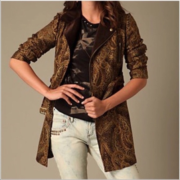 Free People Jacquard Tapestry Paisley Long Coat Jacket - Vintage - Picture 1 of 15